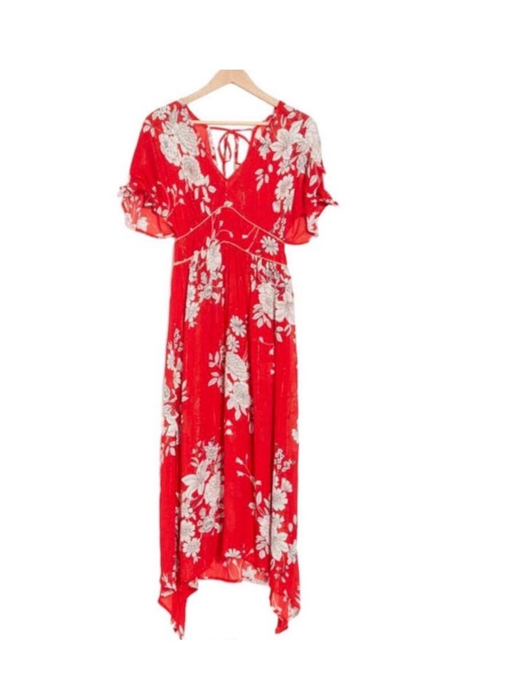 Raga Dress Rohit floral sharkbite hem midi red Small S